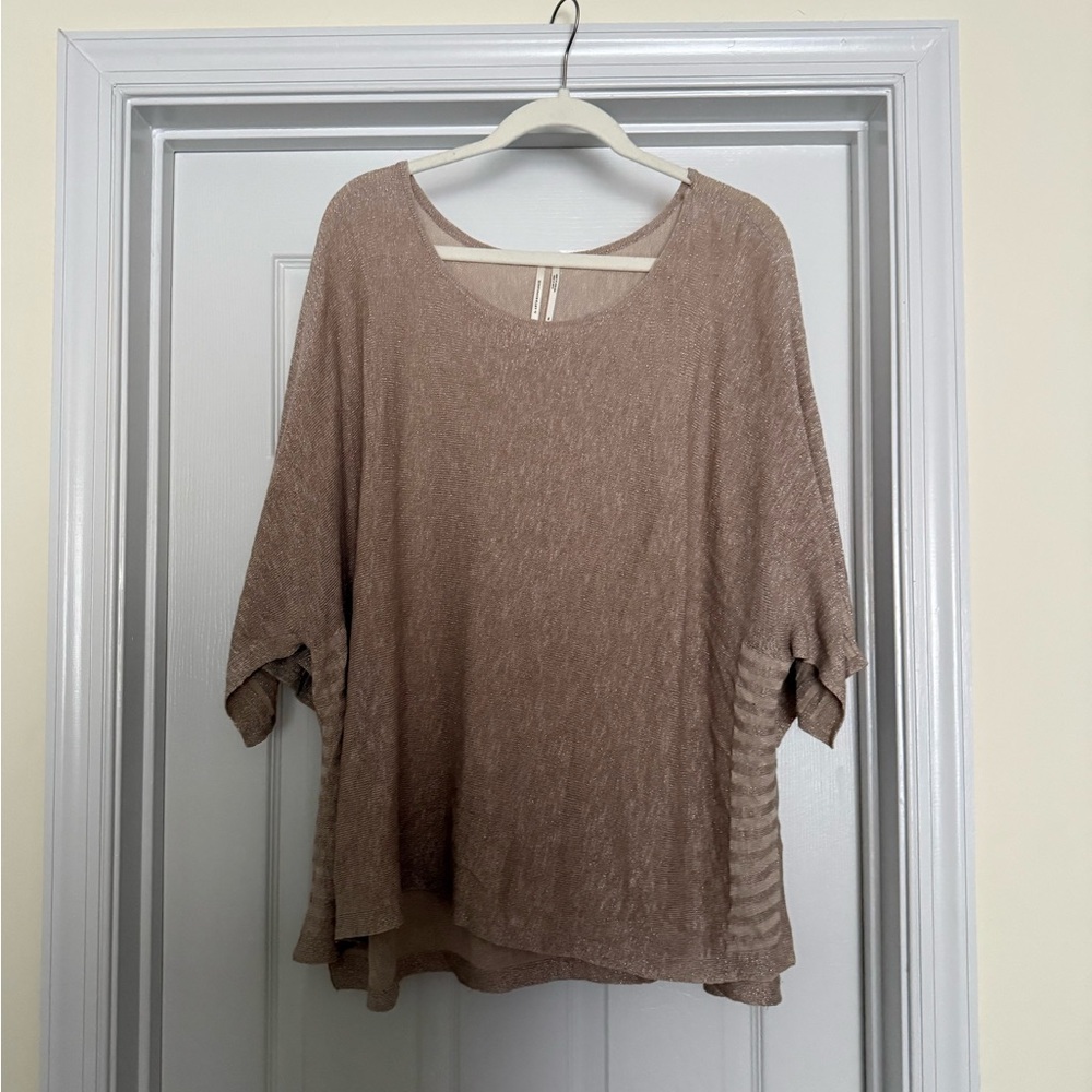 Anthropologie Metallic Beige Sweater